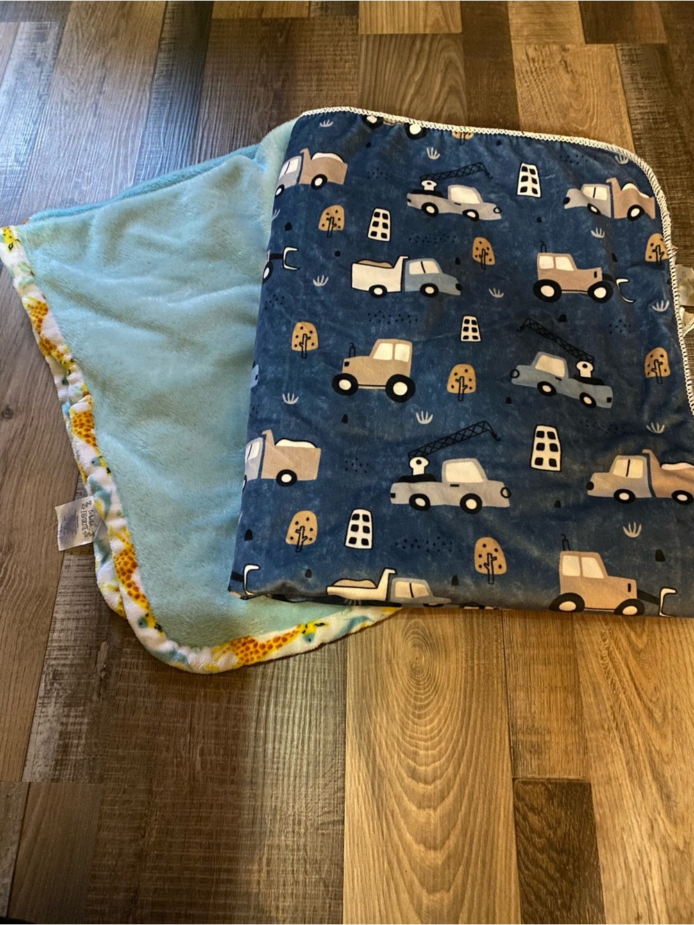Source Unknown Blue and Light Blue Kids Blanket with Truck Print